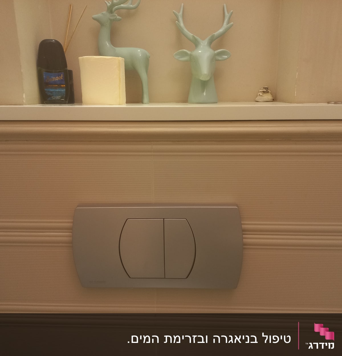 לחצן הדחה כפול על קיר אריחים